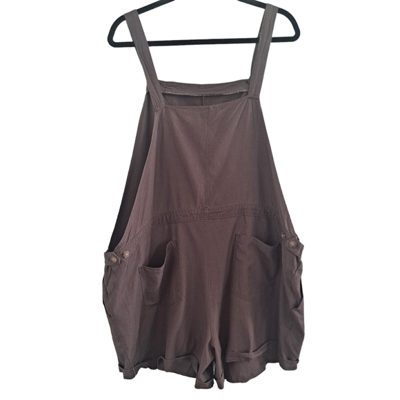 Dark Brown Maternity Shortalls - Picture 3 of 6